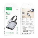 Hoco UA25 kártyaolvasó 2in1, Apple iPhone Lightning (8-pin) szürke