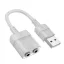 Hoco LS37 USB-A - 2 x 3,5mm Jack átalakító, fehér