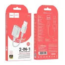 Hoco LS37 USB-A - 2 x 3,5mm Jack átalakító, fehér