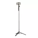 Hoco K19 Soul extra hosszú selfie bot, kinyitható lábakkal, távirányítóval, fekete