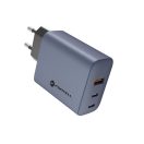 Forcell hálózati gyorstöltő 2xUSB-C + USB-A, PD + QC 4.0, 4A, GaN 65W, szürke