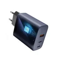   Forcell hálózati gyorstöltő 2xUSB-C + USB-A, PD + QC 4.0, 4A, GaN 65W, szürke