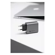   Forcell hálózati gyorstöltő 2xUSB-C + USB-A, PD + QC 4.0, 4A, GaN 65W, szürke