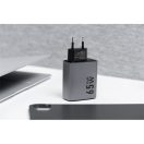 Forcell hálózati gyorstöltő 2xUSB-C + USB-A, PD + QC 4.0, 4A, GaN 65W, szürke