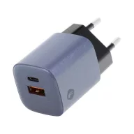   Forcell hálózati gyorstöltő USB-C + USB-A, PD + QC 4.0, 3A, 33W, kék