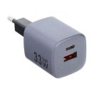 Forcell hálózati gyorstöltő USB-C + USB-A, PD + QC 4.0, 3A, 33W, kék