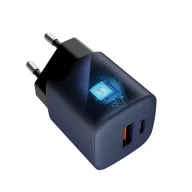   Forcell hálózati gyorstöltő USB-C + USB-A, PD + QC 4.0, 3A, 33W, kék