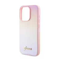   Guess PU Leather Iridescent Metal Script iPhone 15 Pro tok, rózsaszín