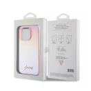 Guess PU Leather Iridescent Metal Script iPhone 15 Pro tok, rózsaszín