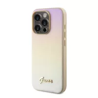   Guess PU Leather Iridescent Metal Script iPhone 15 Pro tok, arany
