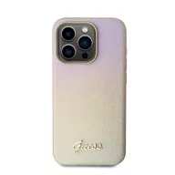   Guess PU Leather Iridescent Metal Script iPhone 15 Pro tok, arany