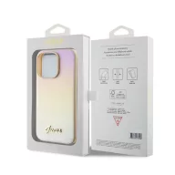   Guess PU Leather Iridescent Metal Script iPhone 15 Pro tok, arany