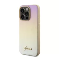   Guess PU Leather Iridescent Metal Script iPhone 15 Pro Max tok, arany