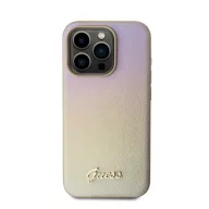   Guess PU Leather Iridescent Metal Script iPhone 15 Pro Max tok, arany