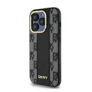 DKNY PU Leather Checkered Pattern Apple iPhone 15 Pro Magsafe tok, fekete
