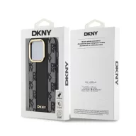   DKNY PU Leather Checkered Pattern Apple iPhone 15 Pro Magsafe tok, fekete