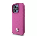 DKNY PU Leather Repeat Pattern Stack Logo Apple iPhone 15 Pro Magsafe tok, rózsaszín