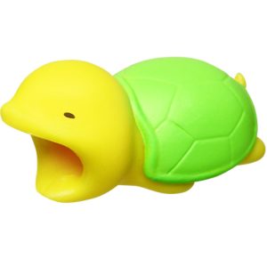 Kábelvédő, teknős figura, sárga/zöld