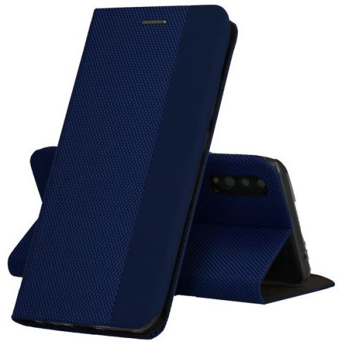 Huawei P40, Oldalra nyíló tok, stand, textil minta, BookCover, sötétkék