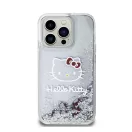 Hello Kitty Liquid Glitter Electroplating Head Logo Apple iPhone 15 Pro hátlap tok, átlátszó