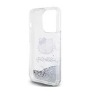 Hello Kitty Liquid Glitter Electroplating Head Logo Apple iPhone 15 Pro hátlap tok, átlátszó