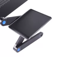   Univerzális laptoptartó, maximum 17" laptopokhoz, multifunkciós, több ponton állítható, dupla hűtőventilátorral, egértartó tálcával, fekete