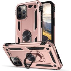   Huawei Y7 Pro (2019), Műanyag hátlap védőtok, közepesen ütésálló, szilikon belső, telefontartó gyűrű, Defender, vörösarany