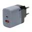 Tactical Microgrid töltő adapter USB-A+ USB-C, GaN, 45W, szürke