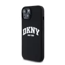 DKNY Liquid Silicone Arch Logo MagSafe iPhone 15 hátlap tok, fekete