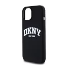 DKNY Liquid Silicone Arch Logo MagSafe iPhone 15 hátlap tok, fekete