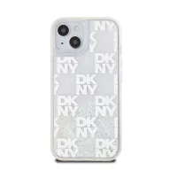   DKNY Liquid Glitter Checkered Pattern iPhone 15 hátlap tok, átlátszó