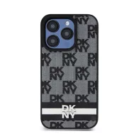   DKNY PU Leather Checkered Pattern and Stripe iPhone 13 Pro Max hátlap tok, fekete