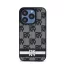 DKNY PU Leather Checkered Pattern and Stripe iPhone 13 Pro Max hátlap tok, fekete