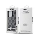 DKNY PU Leather Checkered Pattern and Stripe iPhone 13 Pro Max hátlap tok, fekete