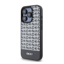 DKNY PU Leather Repeat Pattern Bottom Stripe iPhone 12/12 Pro hátlap tok, fekete