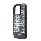DKNY PU Leather Repeat Pattern Bottom Stripe iPhone 12/12 Pro hátlap tok, fekete