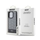DKNY PU Leather Repeat Pattern Bottom Stripe iPhone 12/12 Pro hátlap tok, fekete