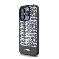   DKNY PU Leather Repeat Pattern Bottom Stripe iPhone 13 Pro hátlap tok, fekete