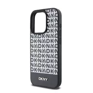   DKNY PU Leather Repeat Pattern Bottom Stripe iPhone 13 Pro hátlap tok, fekete