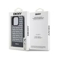   DKNY PU Leather Repeat Pattern Bottom Stripe iPhone 13 Pro hátlap tok, fekete