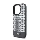 DKNY PU Leather Repeat Pattern Bottom Stripe iPhone 13 Pro Max hátlap tok, fekete