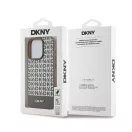 DKNY PU Leather Repeat Pattern Bottom Stripe iPhone 13 Pro Max hátlap tok, barna