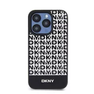   DKNY PU Leather Repeat Pattern Bottom Stripe iPhone 14 Pro hátlap tok, fekete