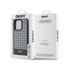 DKNY PU Leather Repeat Pattern Bottom Stripe iPhone 15 Pro Max hátlap tok, fekete