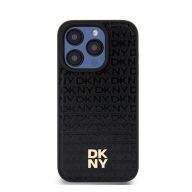   DKNY PU Leather Repeat Pattern Stack Logo iPhone 14 Pro Max Magsafe hátlap tok, fekete