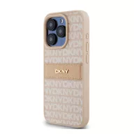   DKNY PU Leather Repeat Pattern Tonal Stripe iPhone 15 Pro Max hátlap tok, rózsaszín