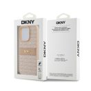 DKNY PU Leather Repeat Pattern Tonal Stripe iPhone 15 Pro Max hátlap tok, rózsaszín