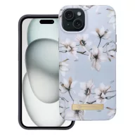   Forcell F-Protect Mirage Apple iPhone 15 Plus Magsafe kompatibilis hátlap tok, tavaszi virágok, levander szürke