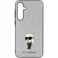   Karl Lagerfeld Fixed Glitter Choupette Logo Metal Pin Samsung Galaxy A35 hátlap tok, ezüst, KLHCSA35GCNPSG