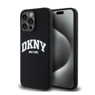   DKNY Liquid Silicone White Printed Logo Apple iPhone 13 Pro Max Magsafe hátlap tok, fekete, DKHMP13XSNYACH